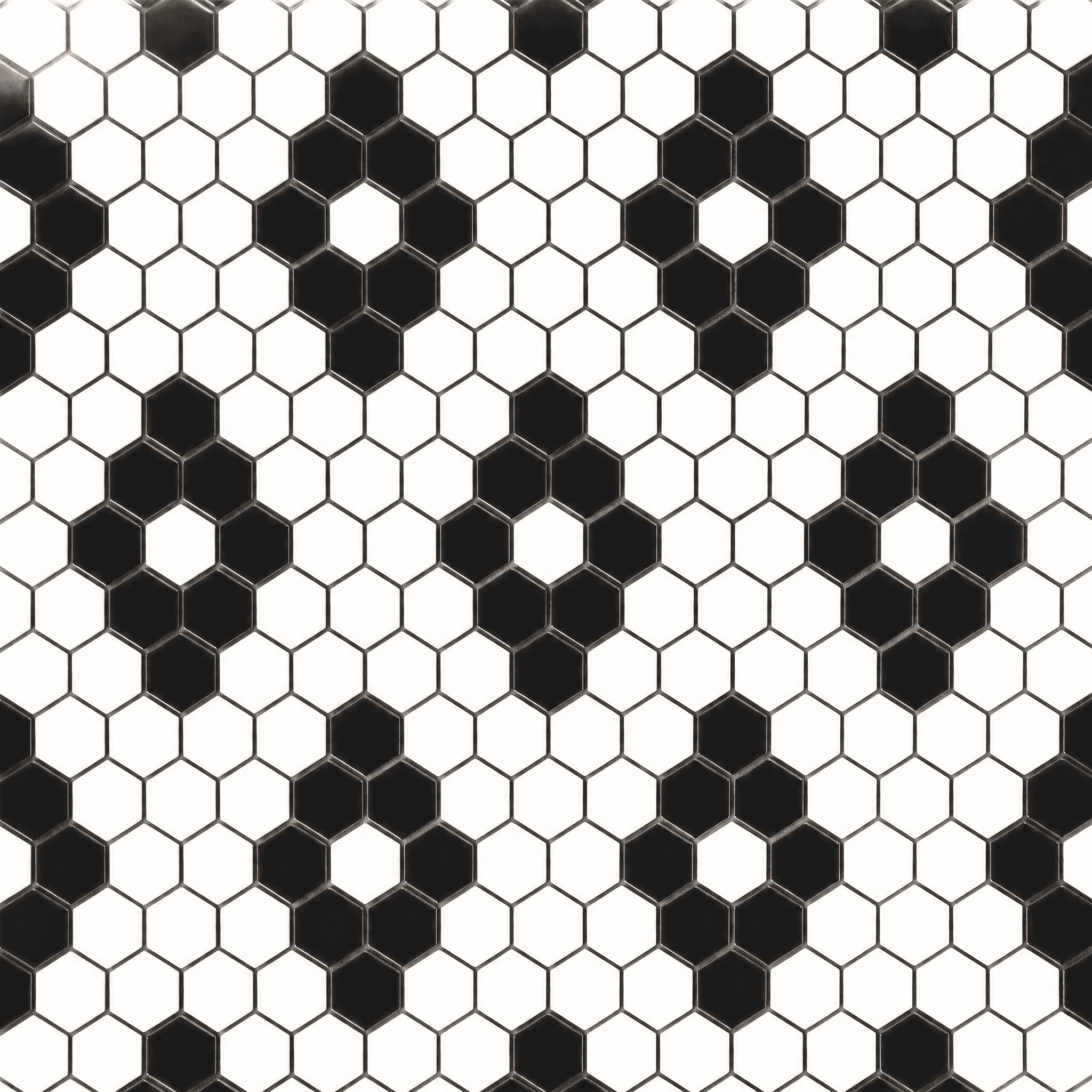 Affiche Carreaux de Bistrot — pattern hexagonal noir et blanc