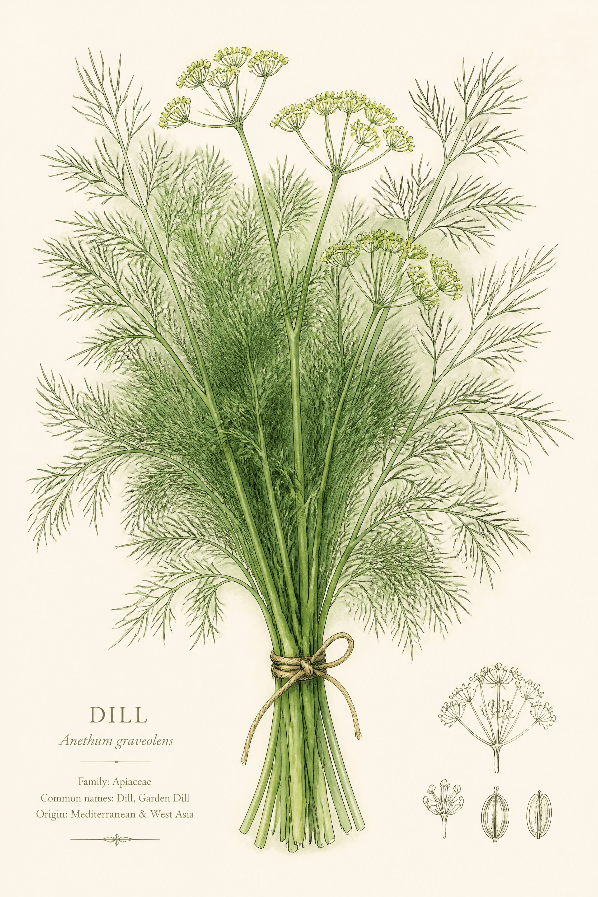 Affiche Aneth — botanique de l'herbe aromatique scandinave