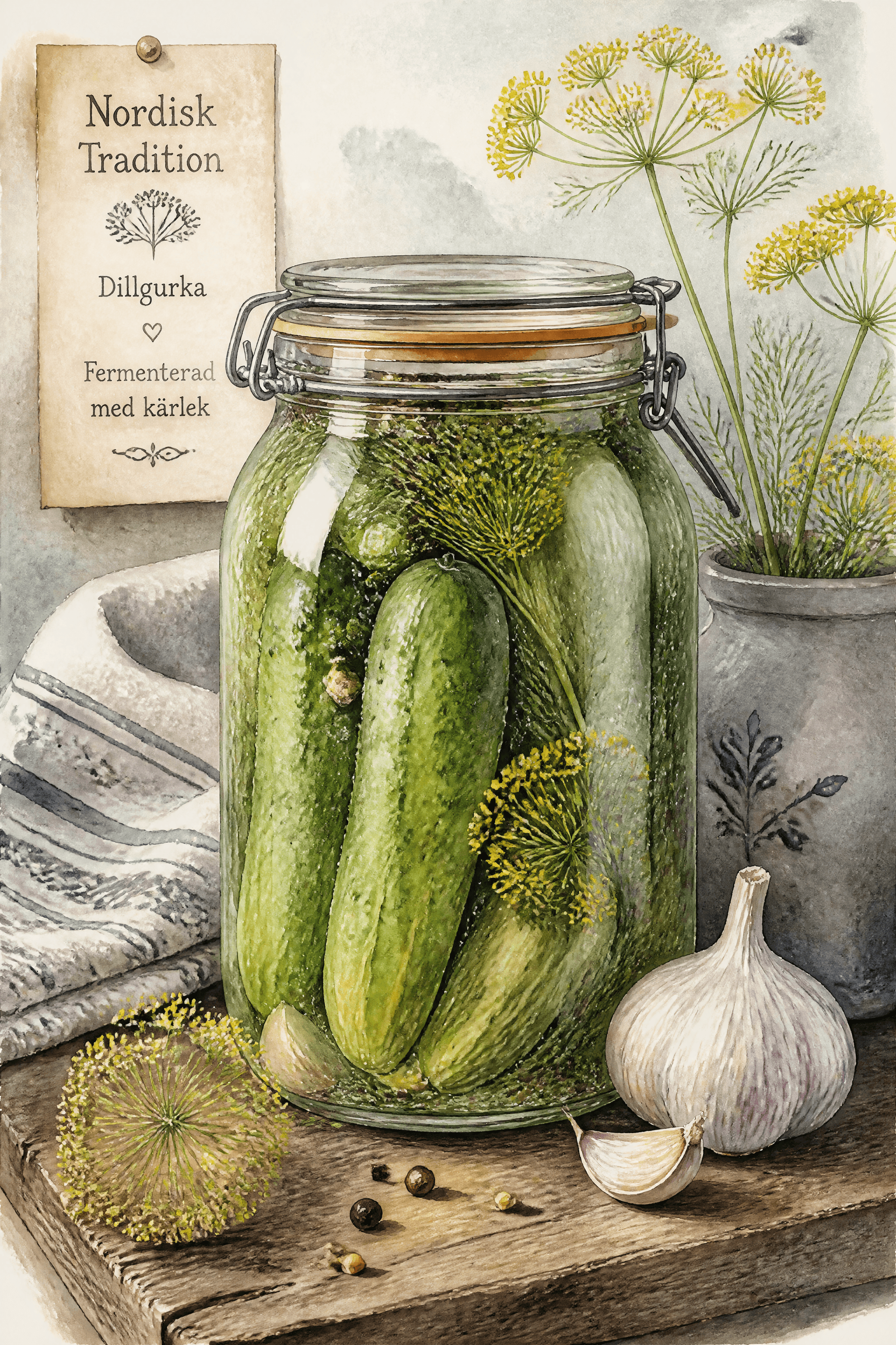 Affiche Bocal de Cornichons à l'Aneth — fermentation nordique artisanale